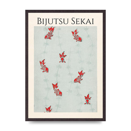 Bijutsu Sekai Seamless Gold Fish Illustration Art For The Home - A2 framed