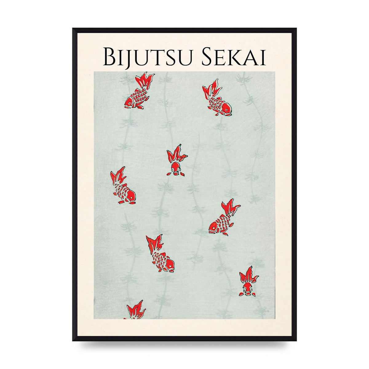 Bijutsu Sekai Seamless Gold Fish Illustration Art For The Home - A2 framed