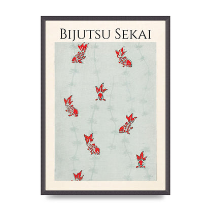 Bijutsu Sekai Seamless Gold Fish Illustration Art For The Home - A2 framed
