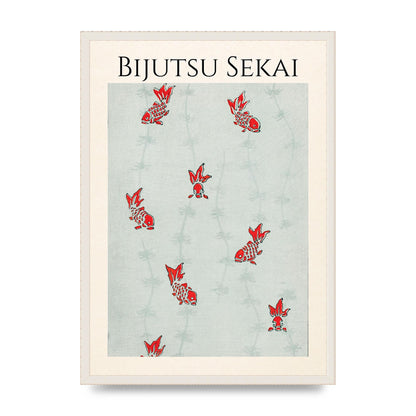 Bijutsu Sekai Seamless Gold Fish Illustration Art For The Home - A2 framed
