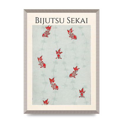Bijutsu Sekai Seamless Gold Fish Illustration Art For The Home - A2 framed