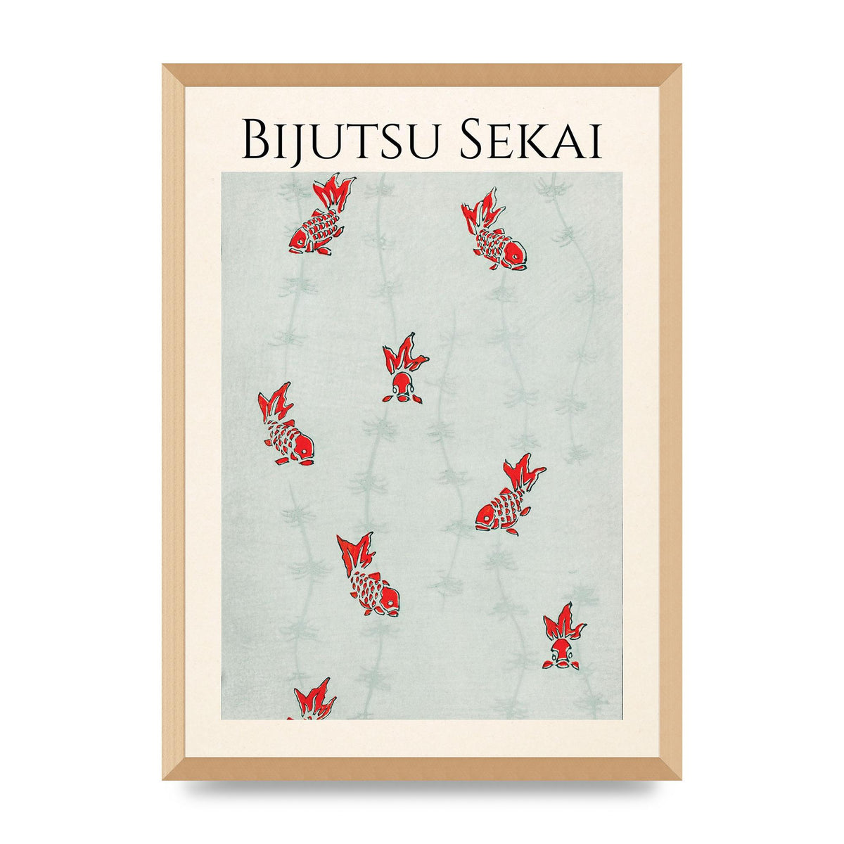 Bijutsu Sekai Seamless Gold Fish Illustration Art For The Home - A2 framed