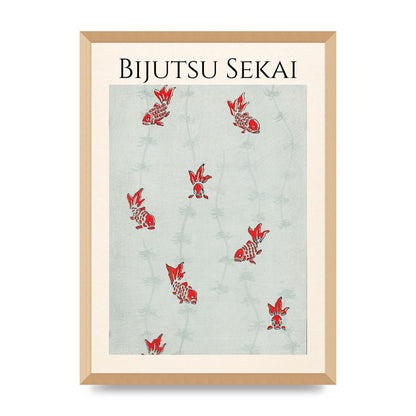 Bijutsu Sekai Seamless Gold Fish Illustration Art For The Home - A2 framed