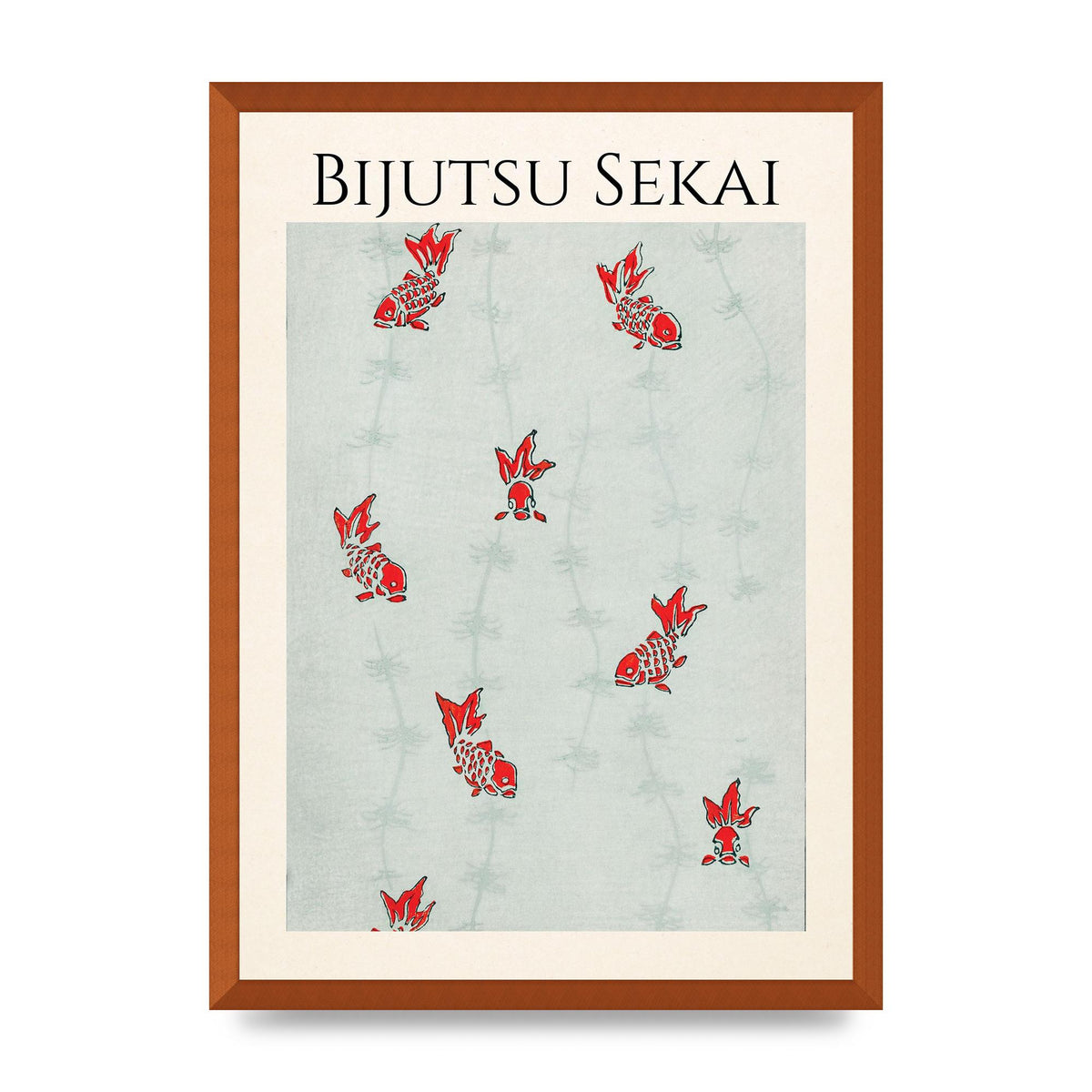 Bijutsu Sekai Seamless Gold Fish Illustration Art For The Home - A2 framed