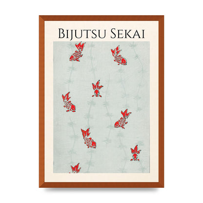 Bijutsu Sekai Seamless Gold Fish Illustration Art For The Home - A2 framed