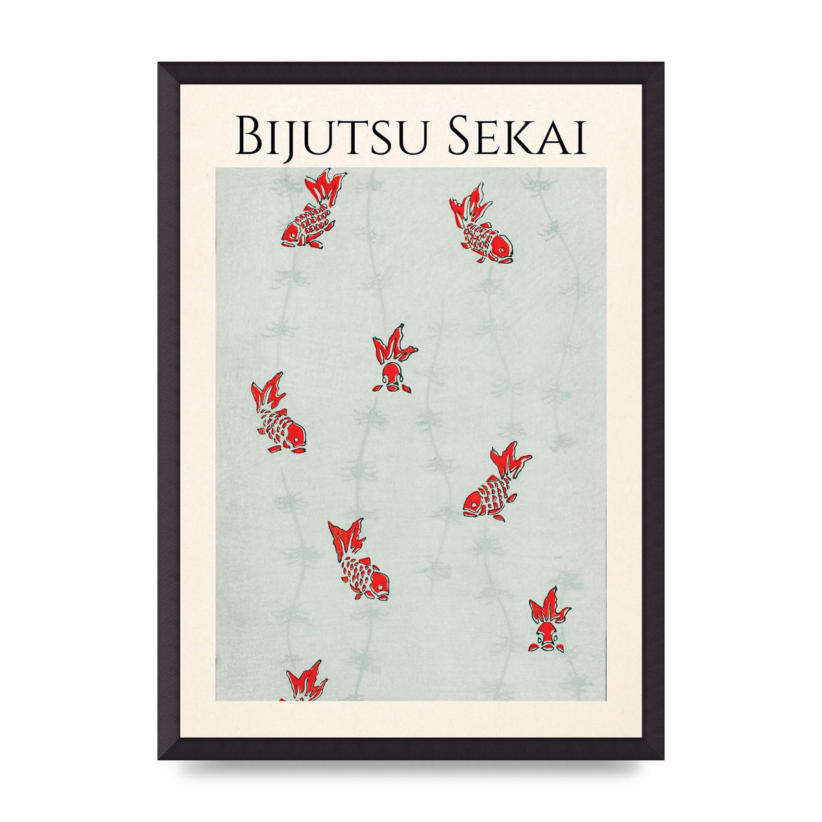 Bijutsu Sekai Seamless Gold Fish Illustration Art For The Home - A2 framed