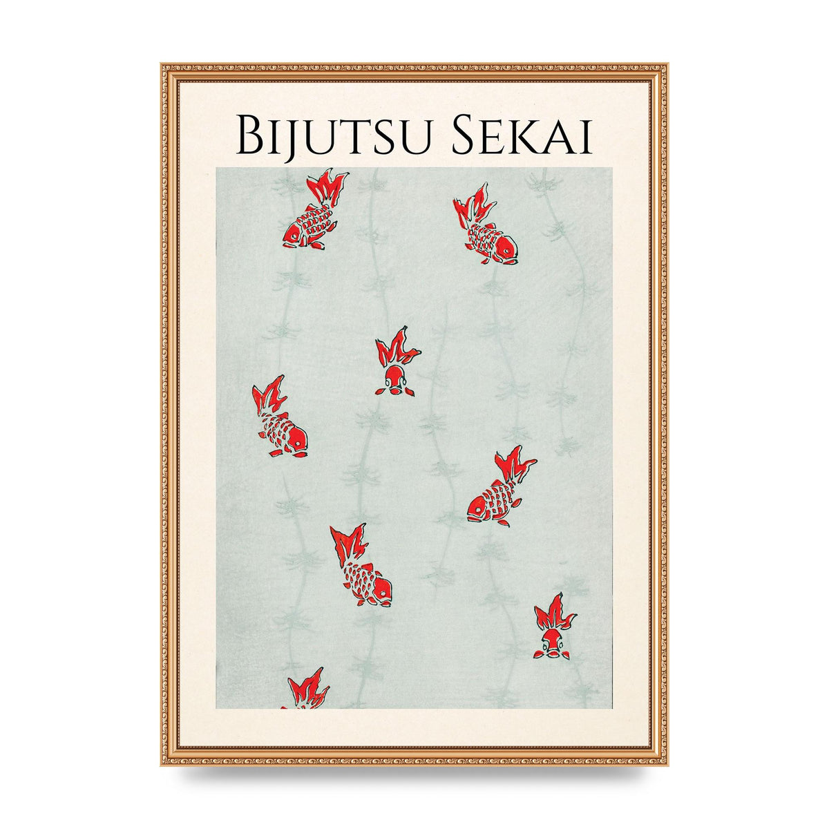 Bijutsu Sekai Seamless Gold Fish Illustration Art For The Home - A2 framed