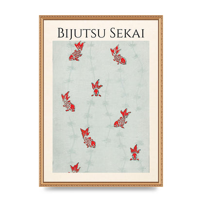 Bijutsu Sekai Seamless Gold Fish Illustration Art For The Home - A2 framed