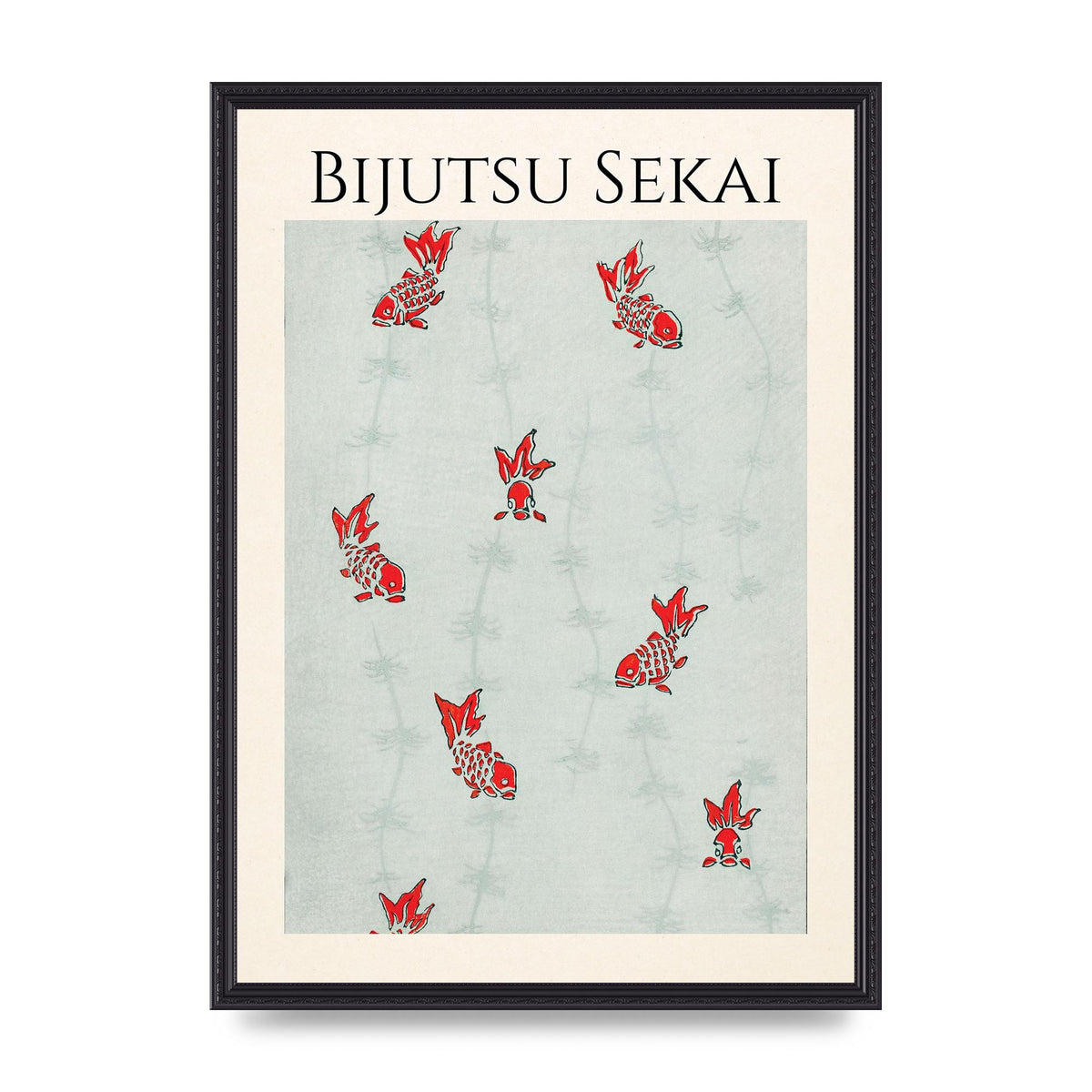 Bijutsu Sekai Seamless Gold Fish Illustration Art For The Home - A2 framed