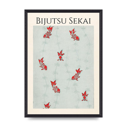 Bijutsu Sekai Seamless Gold Fish Illustration Art For The Home - A2 framed