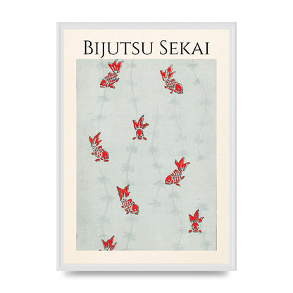 Bijutsu Sekai Seamless Gold Fish Illustration Art For The Home - A2 framed