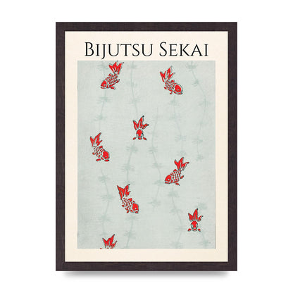 Bijutsu Sekai Seamless Gold Fish Illustration Art For The Home - A3 framed