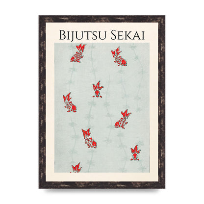 Bijutsu Sekai Seamless Gold Fish Illustration Art For The Home - A3 framed