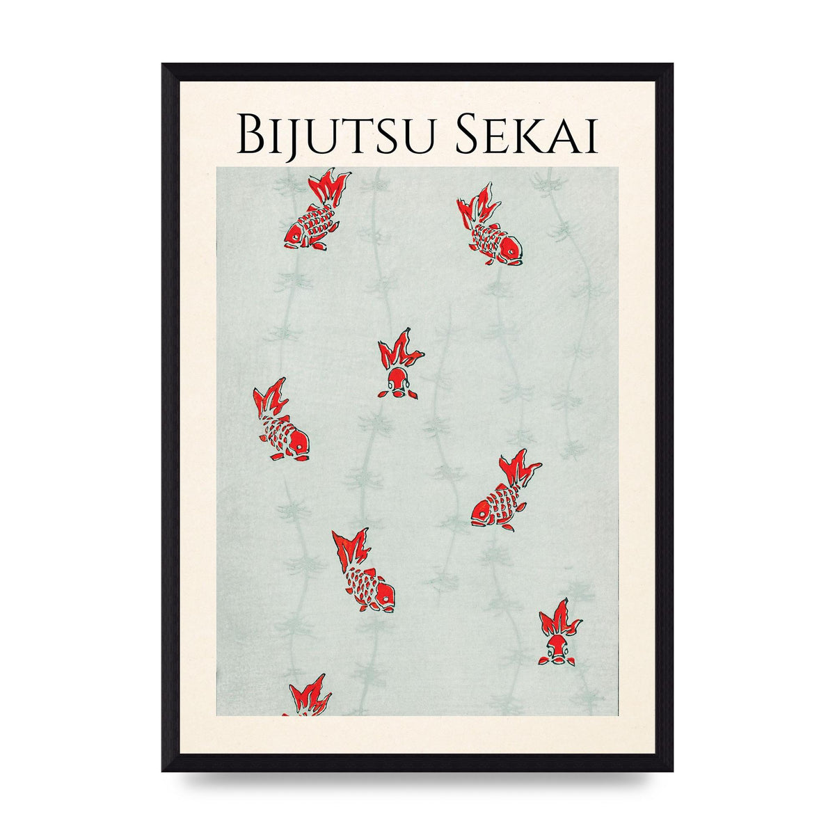 Bijutsu Sekai Seamless Gold Fish Illustration Art For The Home - A3 framed