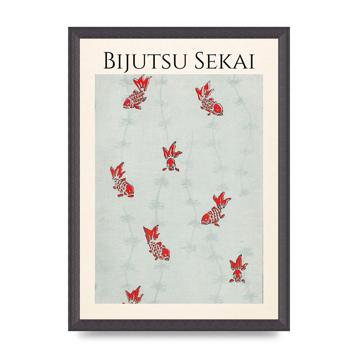 Bijutsu Sekai Seamless Gold Fish Illustration Art For The Home - A3 framed