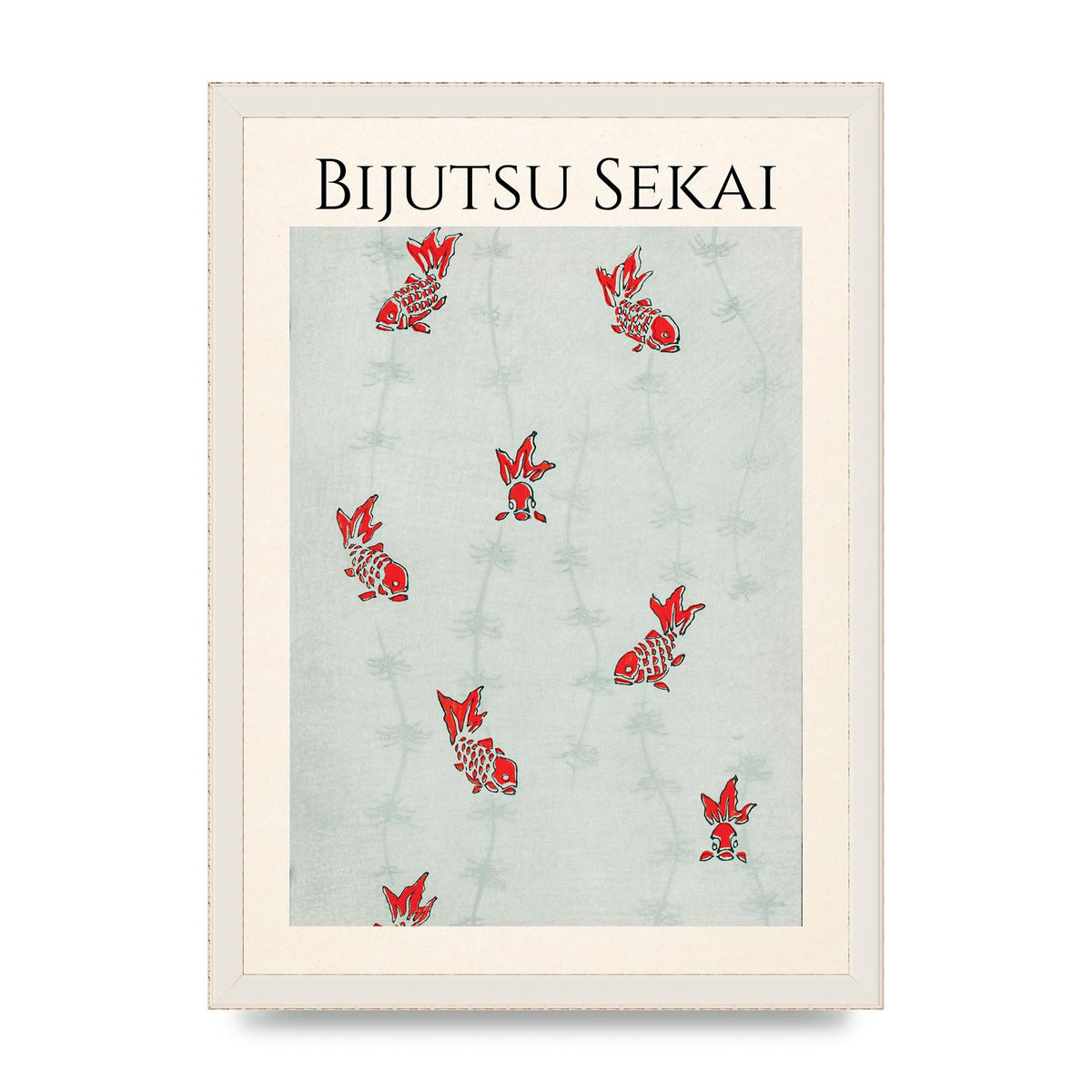Bijutsu Sekai Seamless Gold Fish Illustration Art For The Home - A3 framed