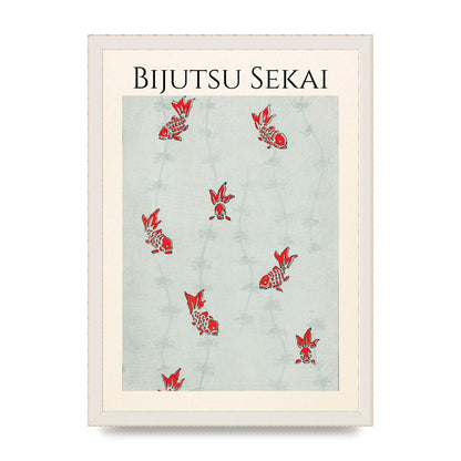 Bijutsu Sekai Seamless Gold Fish Illustration Art For The Home - A3 framed