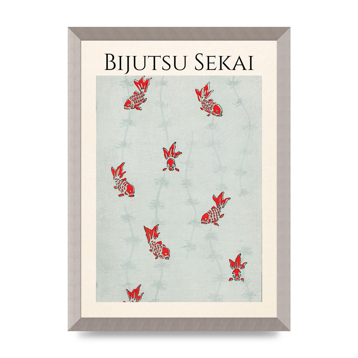 Bijutsu Sekai Seamless Gold Fish Illustration Art For The Home - A3 framed