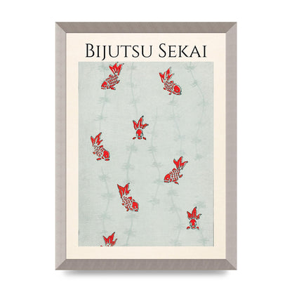 Bijutsu Sekai Seamless Gold Fish Illustration Art For The Home - A3 framed