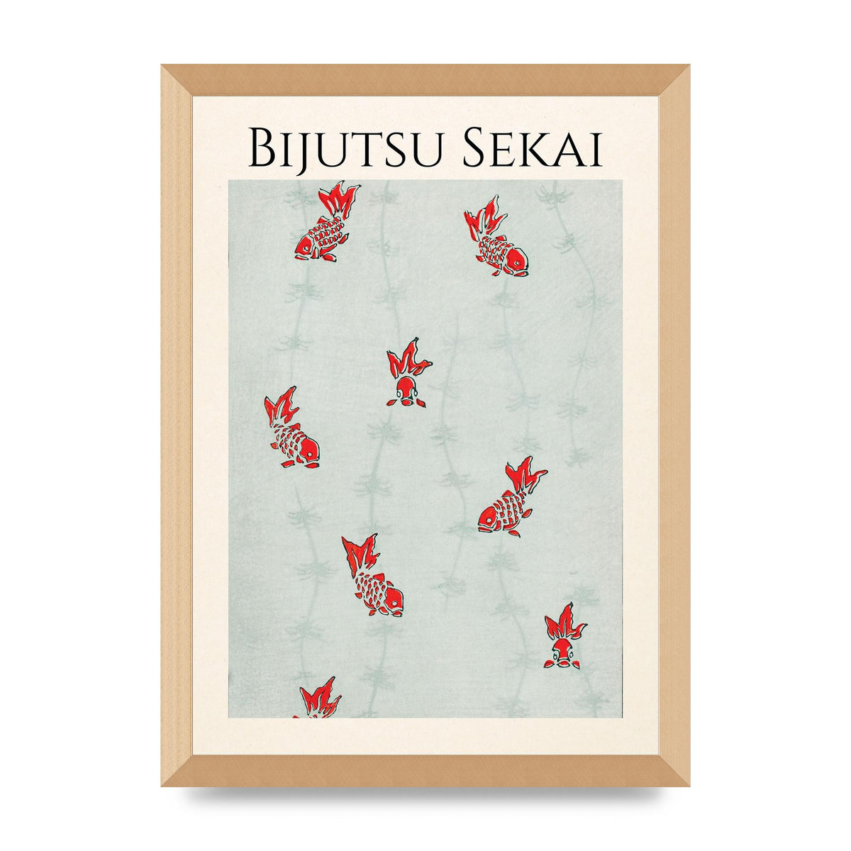 Bijutsu Sekai Seamless Gold Fish Illustration Art For The Home - A3 framed