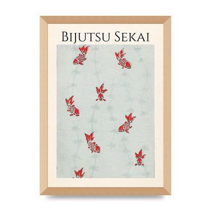 Bijutsu Sekai Seamless Gold Fish Illustration Art For The Home - A3 framed