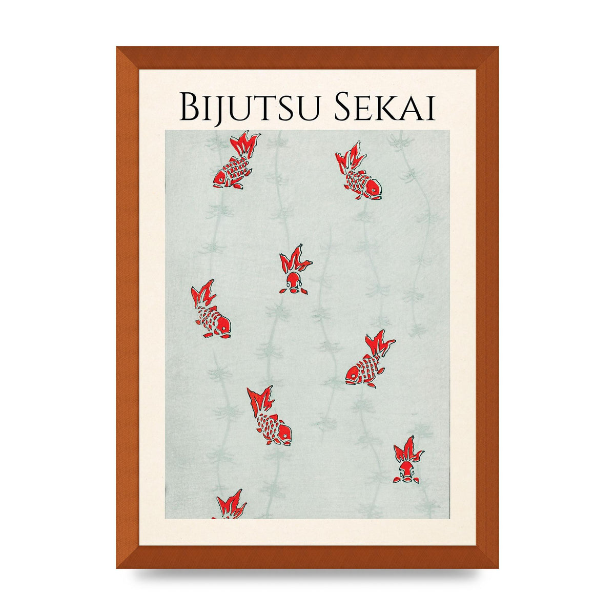 Bijutsu Sekai Seamless Gold Fish Illustration Art For The Home - A3 framed