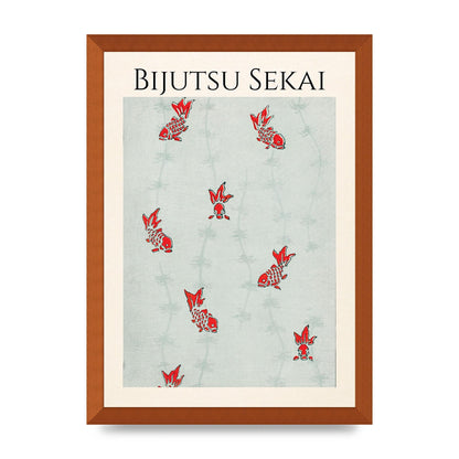 Bijutsu Sekai Seamless Gold Fish Illustration Art For The Home - A3 framed