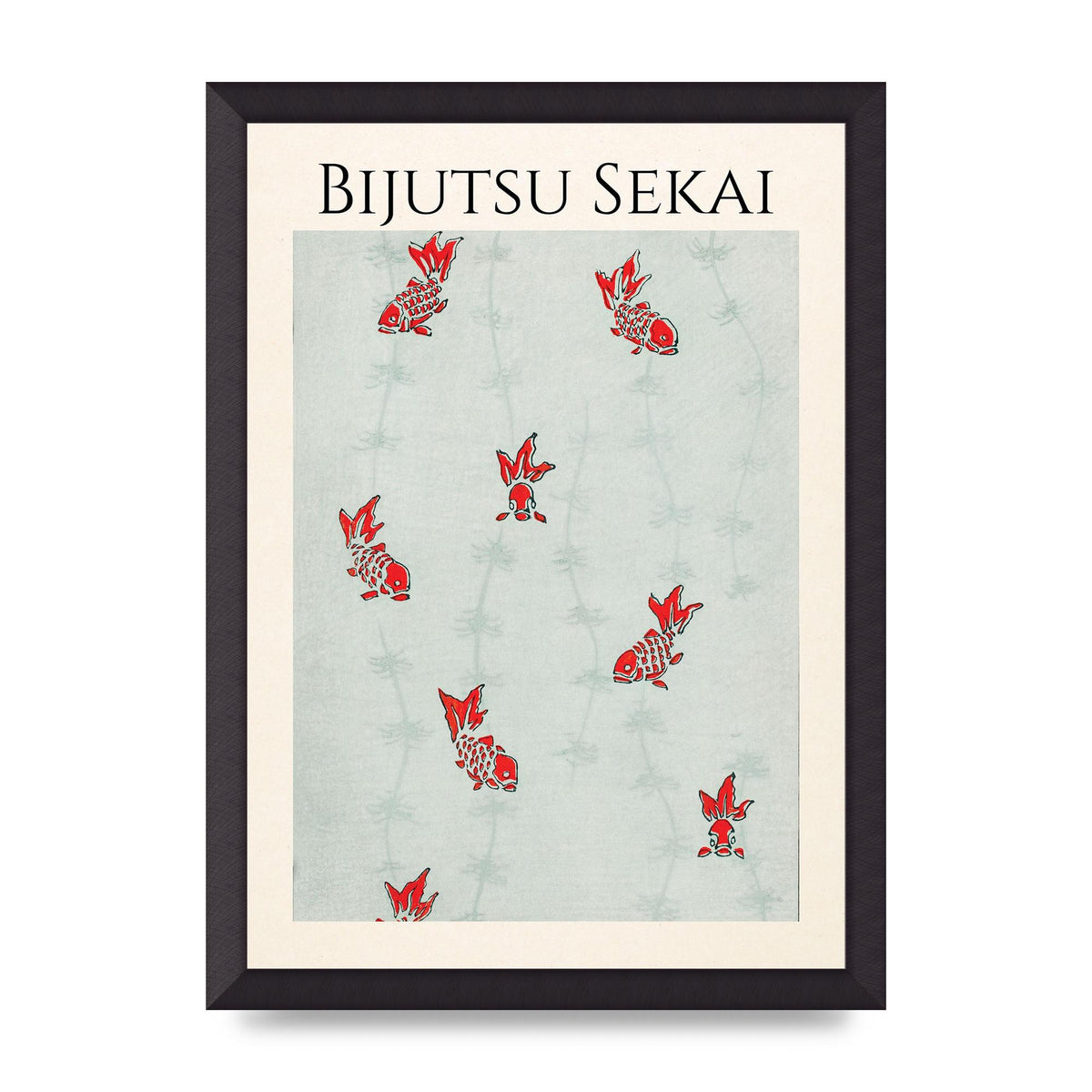 Bijutsu Sekai Seamless Gold Fish Illustration Art For The Home - A3 framed