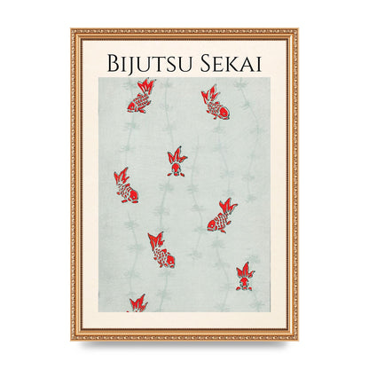 Bijutsu Sekai Seamless Gold Fish Illustration Art For The Home - A3 framed