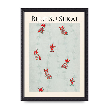 Bijutsu Sekai Seamless Gold Fish Illustration Art For The Home - A3 framed
