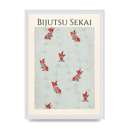 Bijutsu Sekai Seamless Gold Fish Illustration Art For The Home - A3 framed