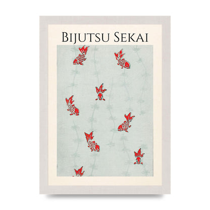 Bijutsu Sekai Seamless Gold Fish Illustration Art For The Home - A4 framed