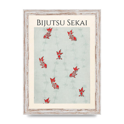 Bijutsu Sekai Seamless Gold Fish Illustration Art For The Home - A4 framed