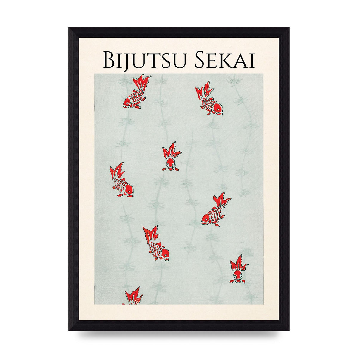 Bijutsu Sekai Seamless Gold Fish Illustration Art For The Home - A4 framed