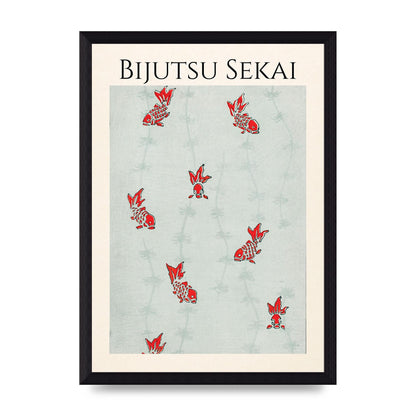 Bijutsu Sekai Seamless Gold Fish Illustration Art For The Home - A4 framed