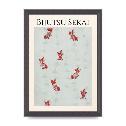Bijutsu Sekai Seamless Gold Fish Illustration Art For The Home - A4 framed