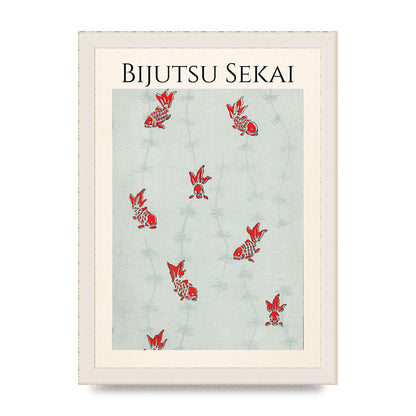 Bijutsu Sekai Seamless Gold Fish Illustration Art For The Home - A4 framed