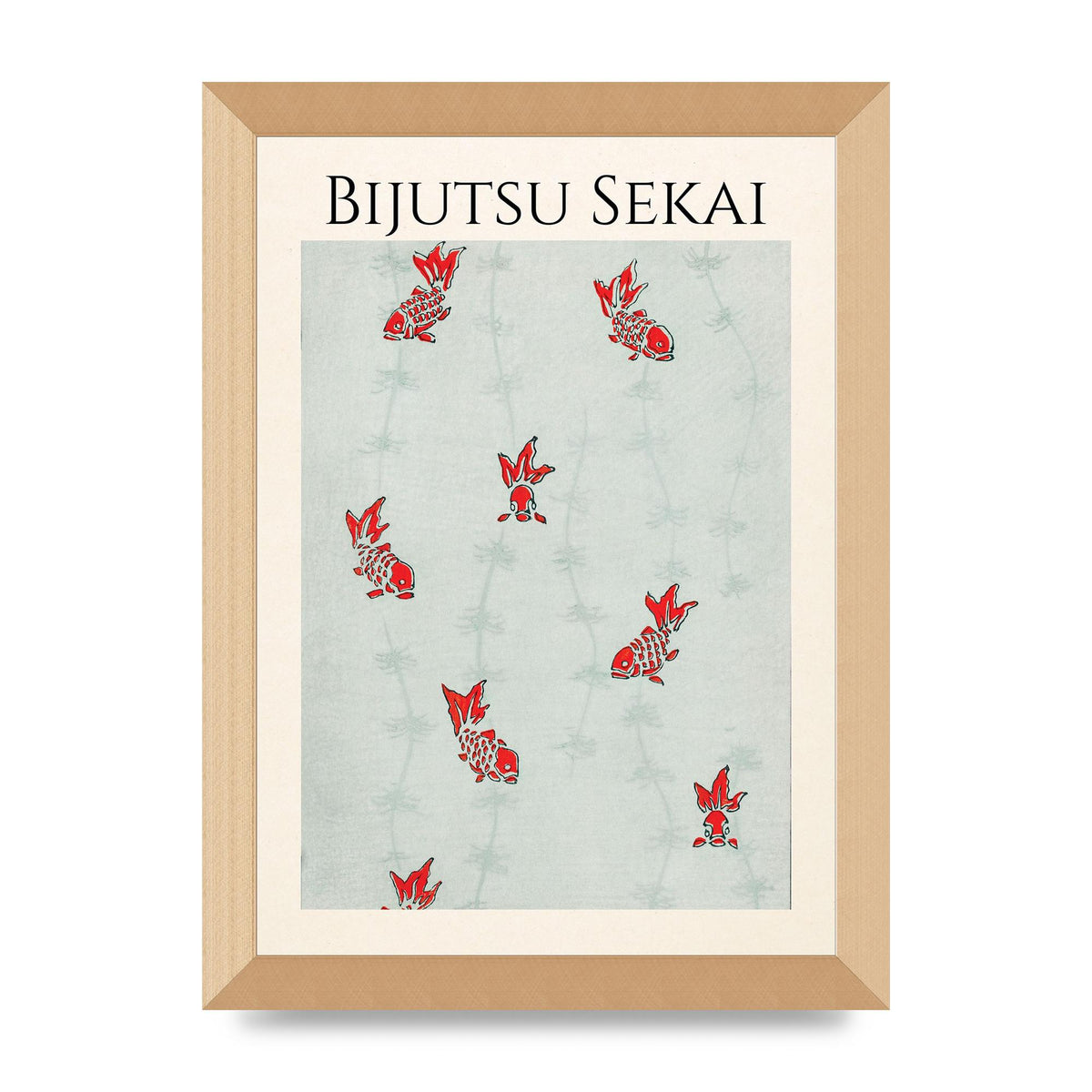 Bijutsu Sekai Seamless Gold Fish Illustration Art For The Home - A4 framed