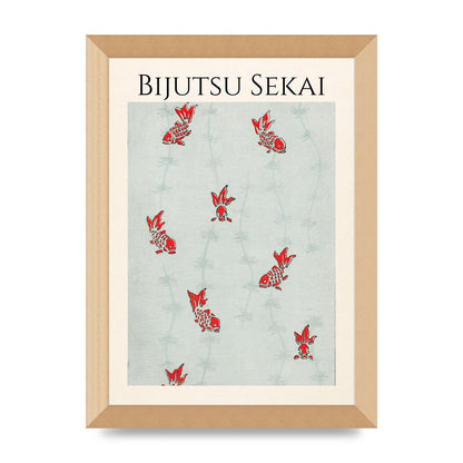 Bijutsu Sekai Seamless Gold Fish Illustration Art For The Home - A4 framed
