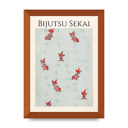 Bijutsu Sekai Seamless Gold Fish Illustration Art For The Home - A4 framed
