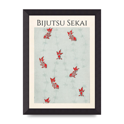 Bijutsu Sekai Seamless Gold Fish Illustration Art For The Home - A4 framed