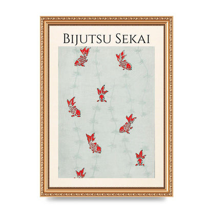 Bijutsu Sekai Seamless Gold Fish Illustration Art For The Home - A4 framed