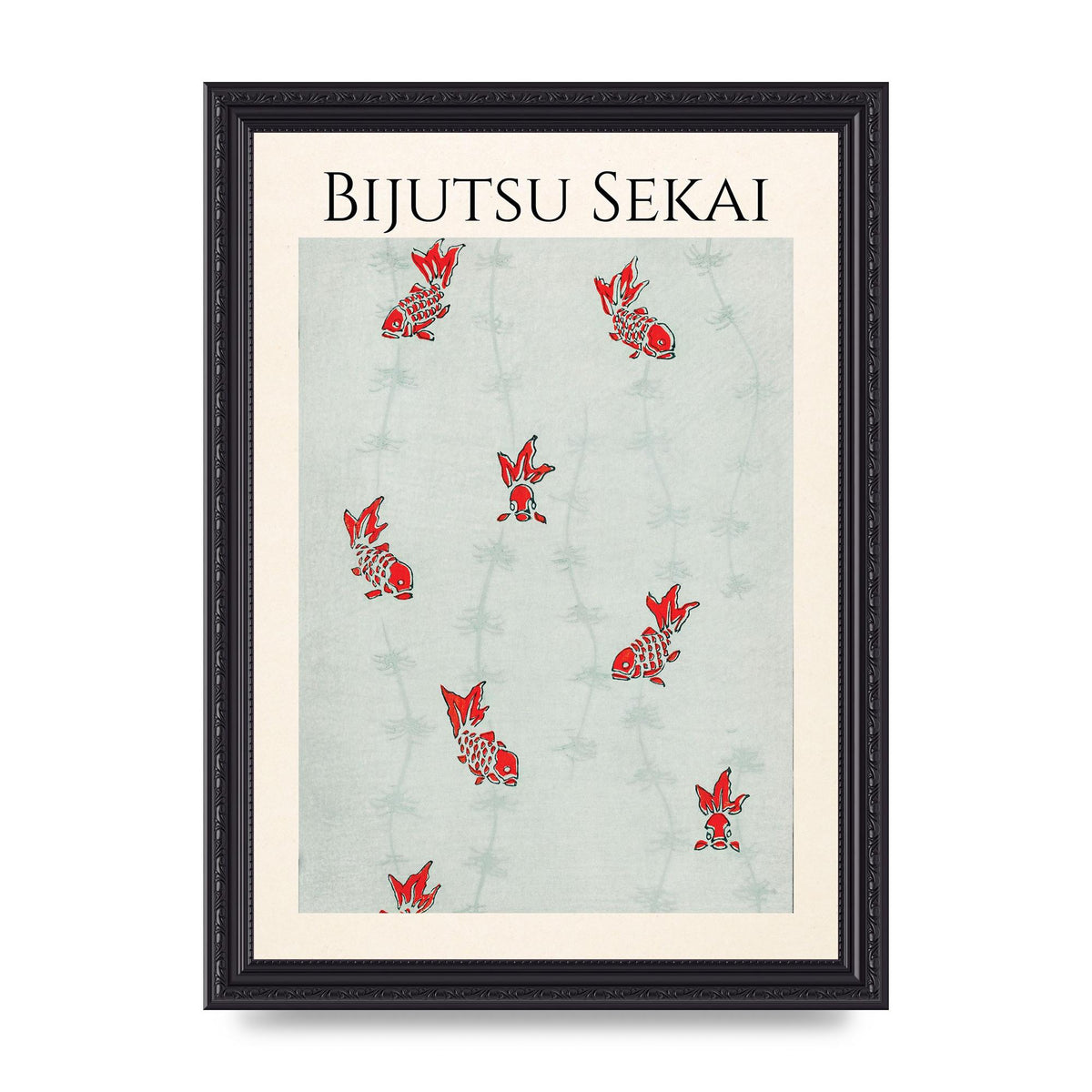 Bijutsu Sekai Seamless Gold Fish Illustration Art For The Home - A4 framed