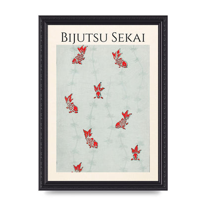 Bijutsu Sekai Seamless Gold Fish Illustration Art For The Home - A4 framed