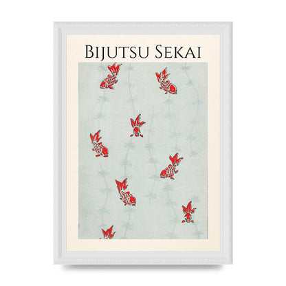 Bijutsu Sekai Seamless Gold Fish Illustration Art For The Home - A4 framed
