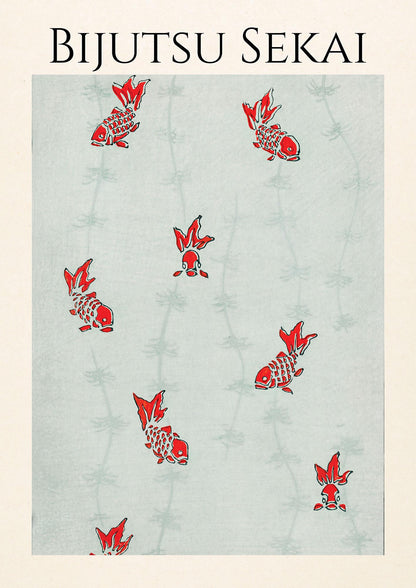 Bijutsu Sekai Seamless Gold Fish Illustration Art For The Home - detail