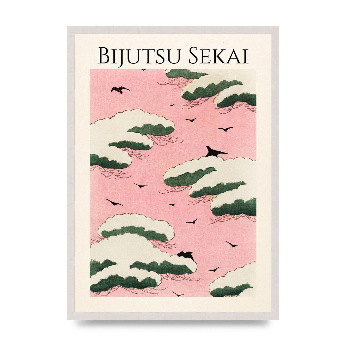 Bijutsu Sekai Pink Sky Illustration Printed Poster - A2 framed