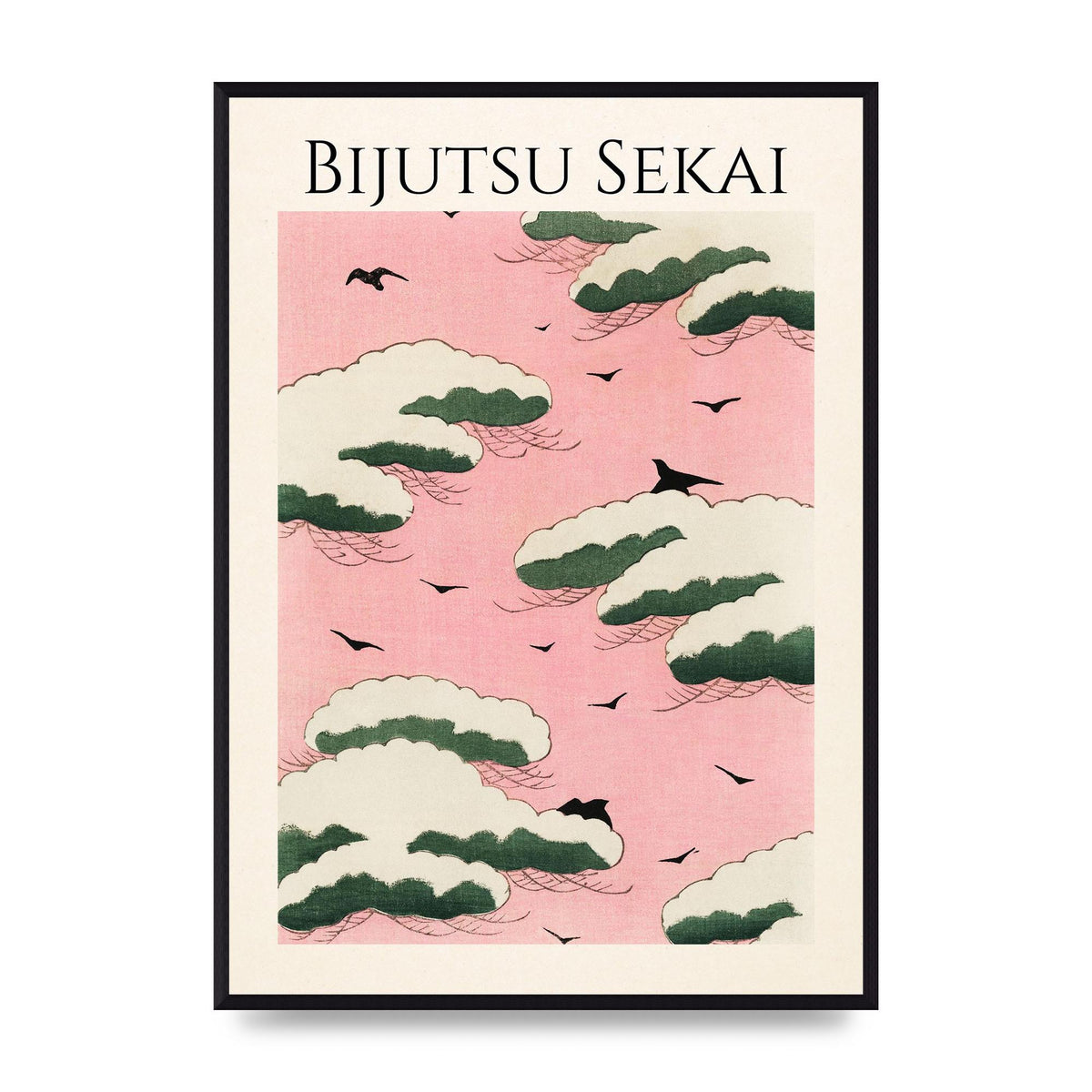 Bijutsu Sekai Pink Sky Illustration Printed Poster - A2 framed
