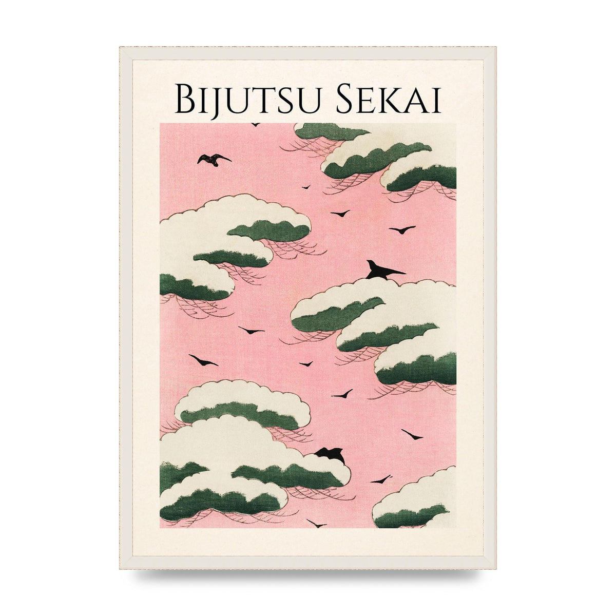 Bijutsu Sekai Pink Sky Illustration Printed Poster - A2 framed