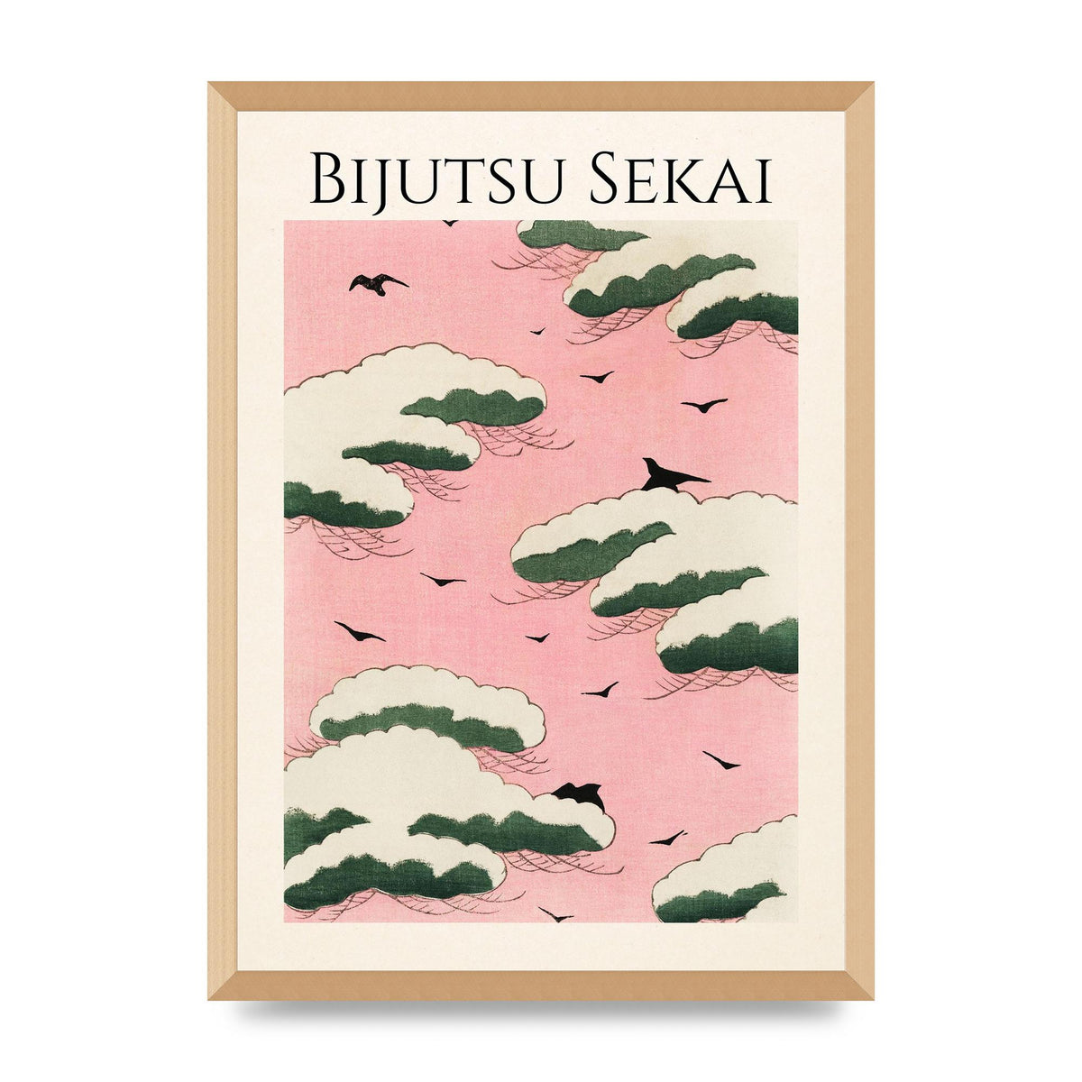 Bijutsu Sekai Pink Sky Illustration Printed Poster - A2 framed